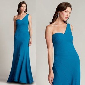 NWT TADASHI SHOJI GERALDINE ONE SHOULDER GOWN DRESS BLUE OCEAN